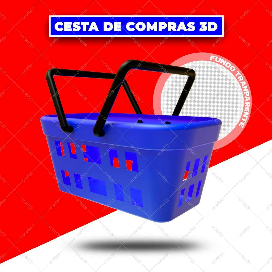 Selo 3D de compras azul plástico