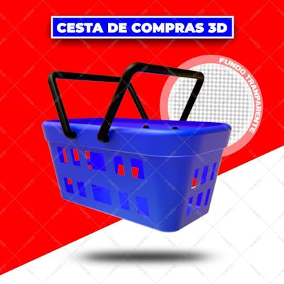 Cesta De Compras Azul 3D