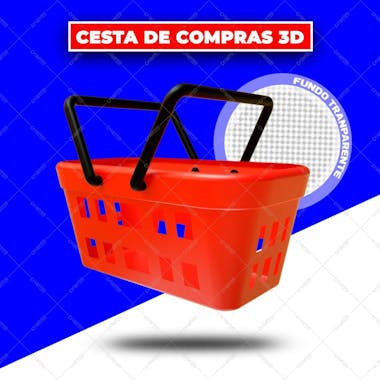 Cesta de compras vermelho 3d