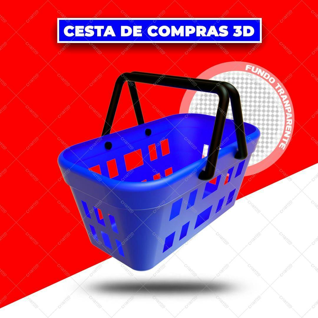 Selo 3D de compras azul e preto