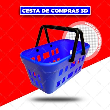 Cesta de compras 3d azul