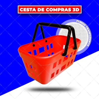 Cesta de compras 3d vermelho