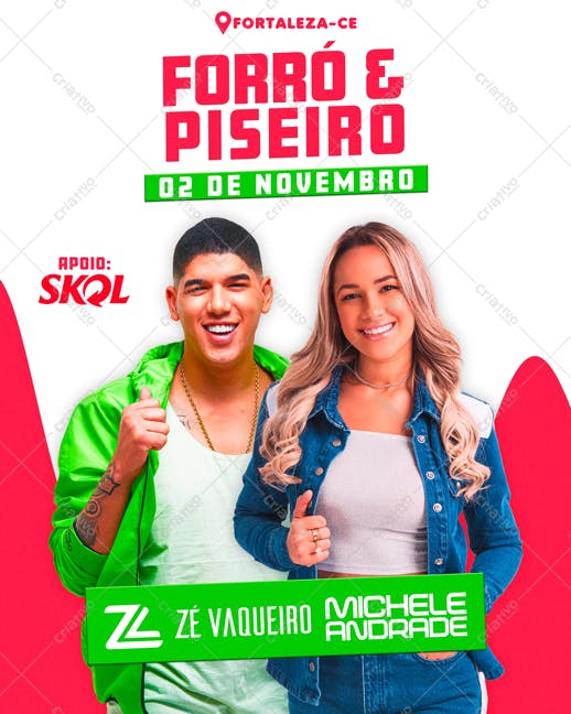 Flyer para Show Forró e Piseiro PSD Editável