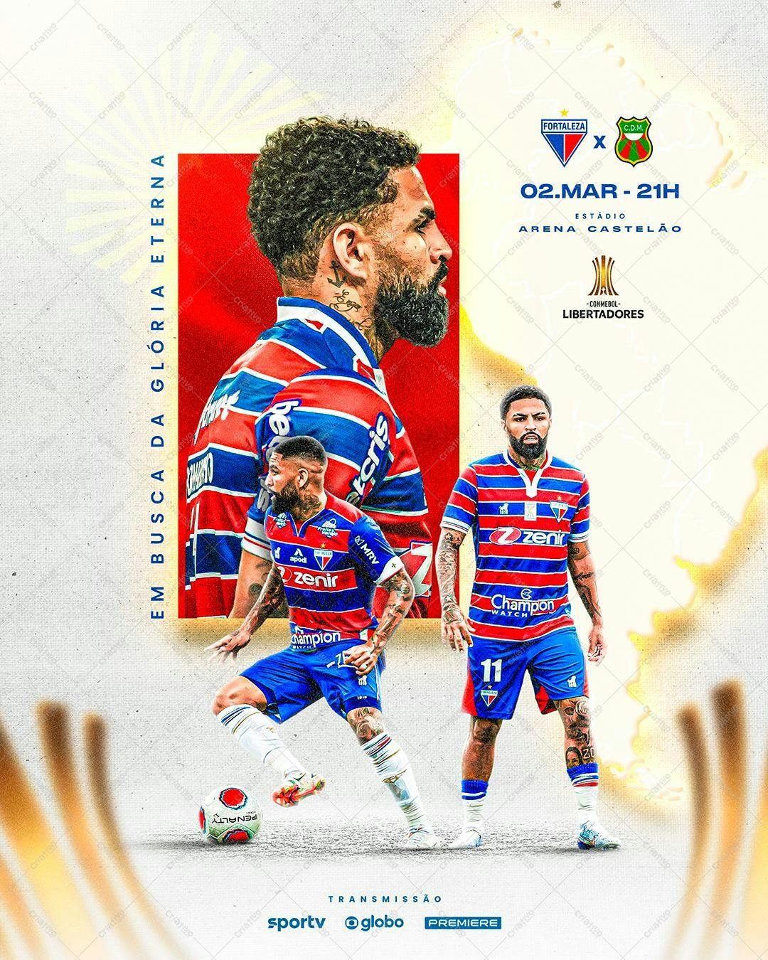 Poster Jogo de Futebol Fortaleza x Ceará PSD Editável