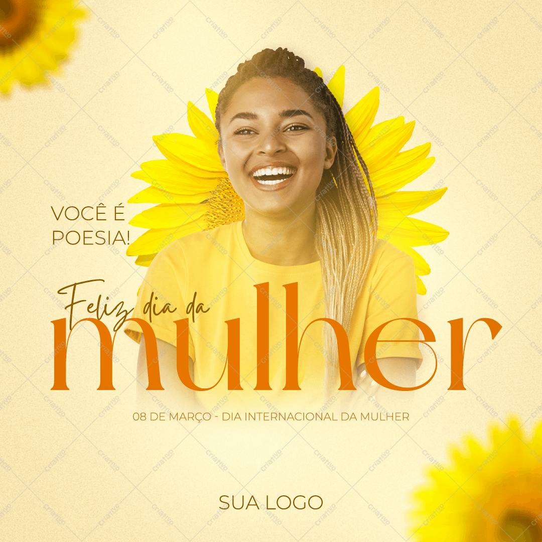 Post para Redes Sociais Dia Internacional da Mulher PSD Editável