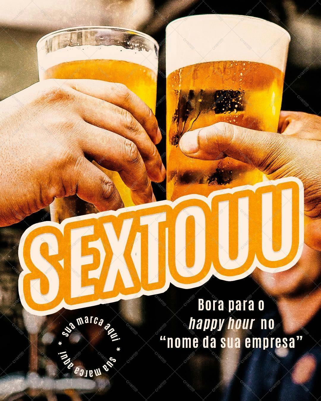 Post para Redes Sociais Sexta-Feira Happy Hour PSD Editável