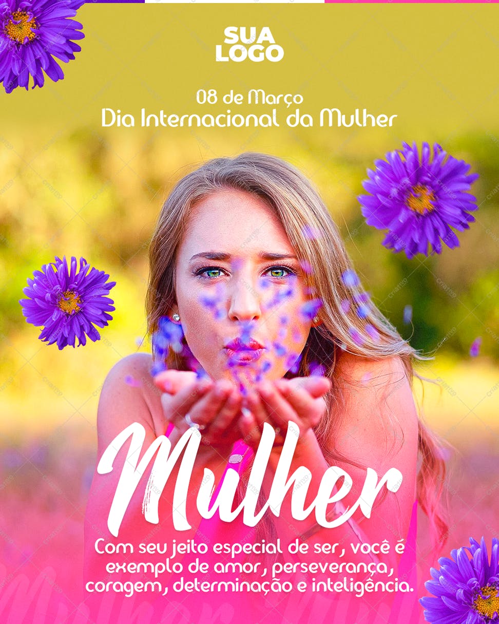 Post para o Dia Internacional da Mulher PSD Editável
