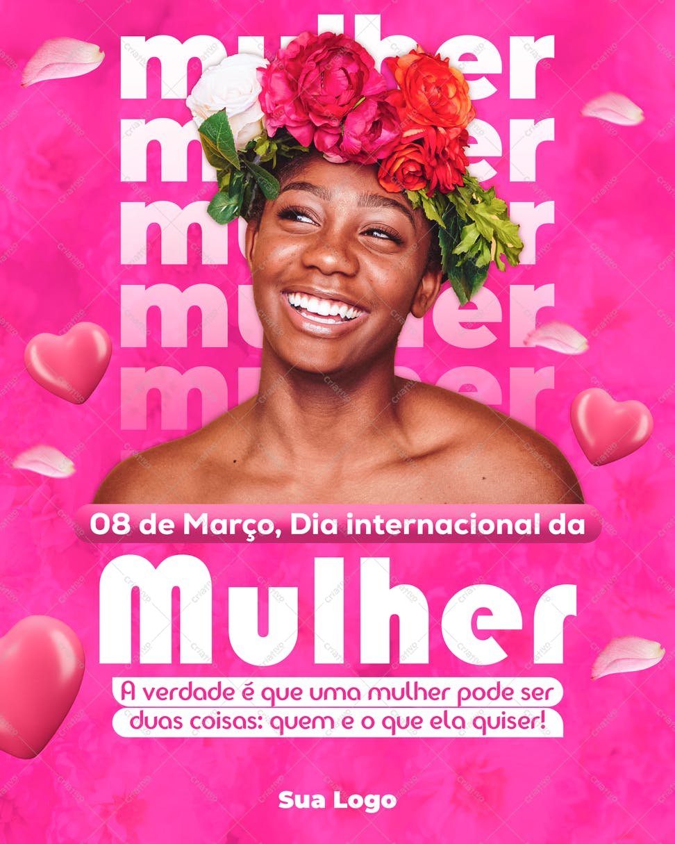 Post para o Dia Internacional da Mulher PSD Editável