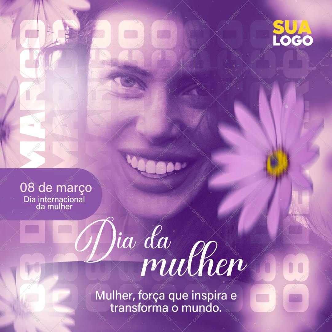 Post para Redes Sociais Dia Internacional da Mulher PSD Editável