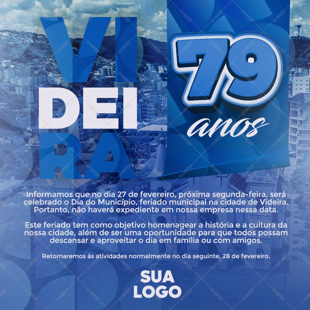 Flyer para Aniversário de 79 anos de Cidade PSD Editável
