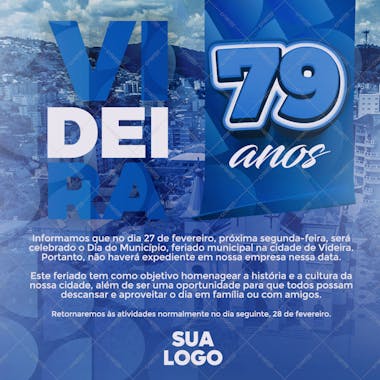 Aniversário do município videira 79 anos psd