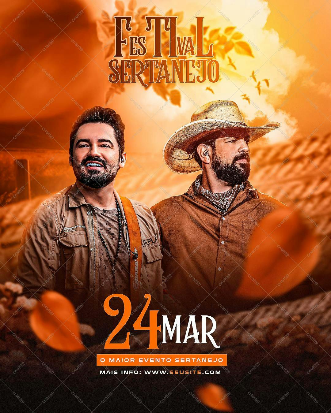 Flyer para Festival Sertanejo 24 de Março PSD Editável