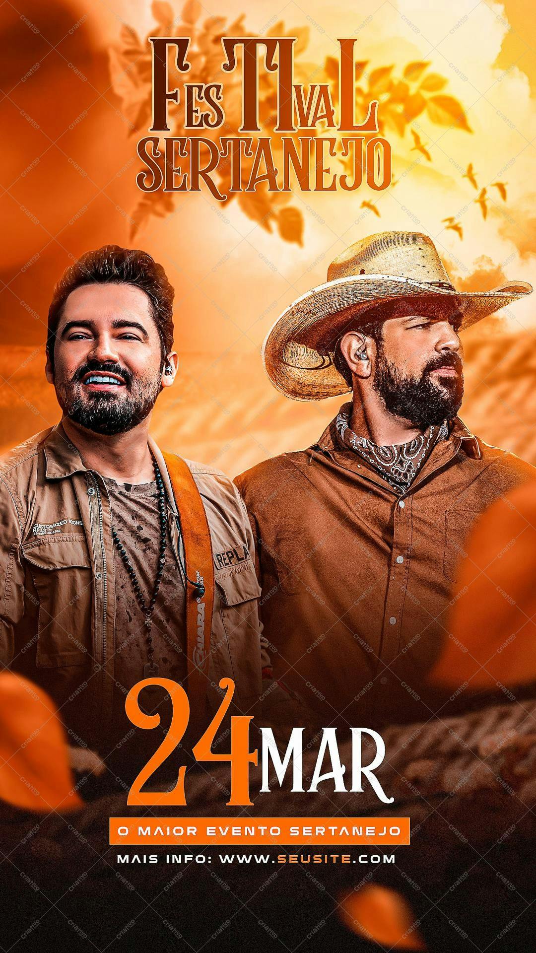Flyer para Festival Sertanejo 24 Mar PSD Editável