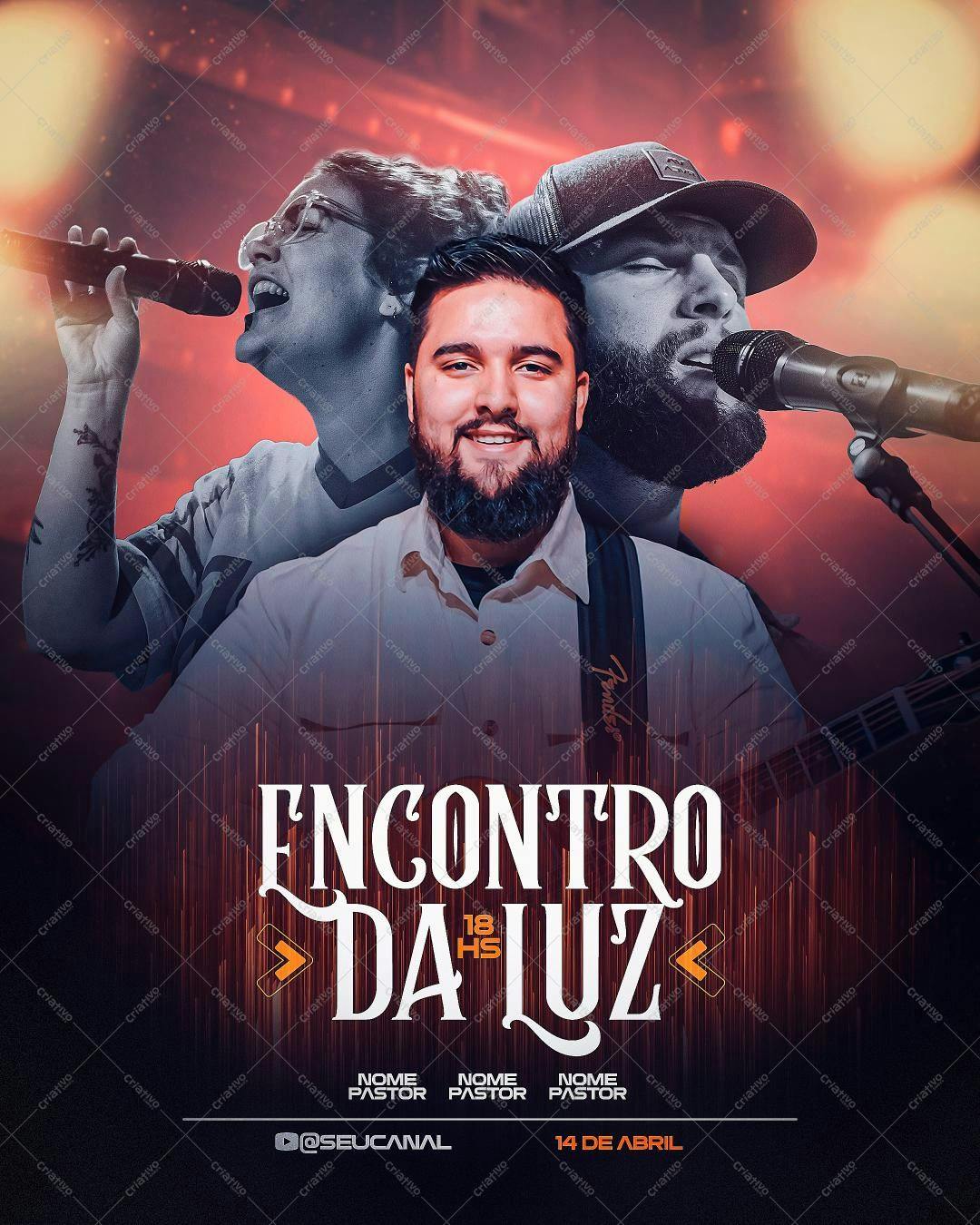 Flyer para Evento Gospel Encontro da Luz PSD Editável