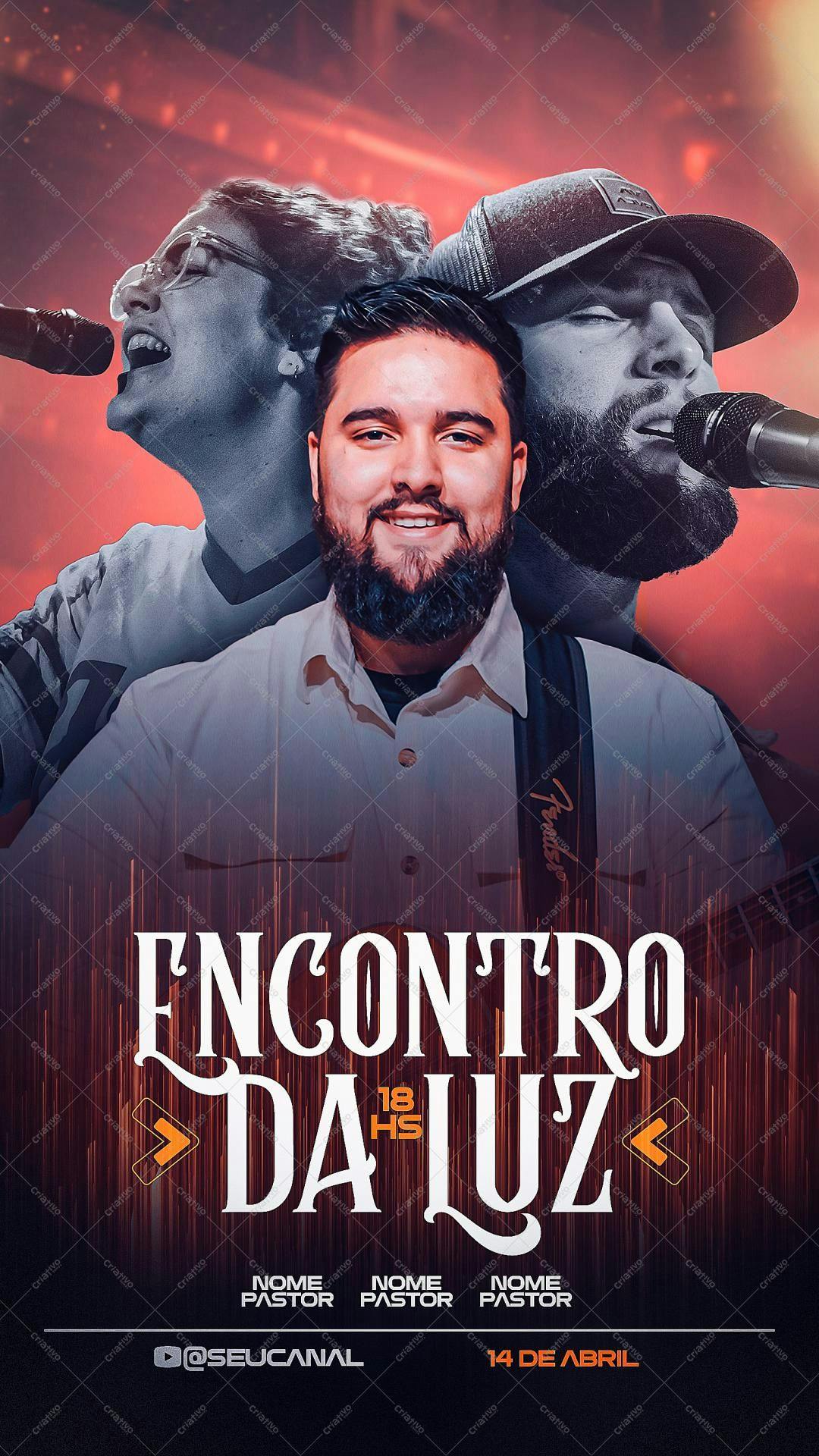 Flyer para Evento Gospel Encontro da Luz PSD Editável