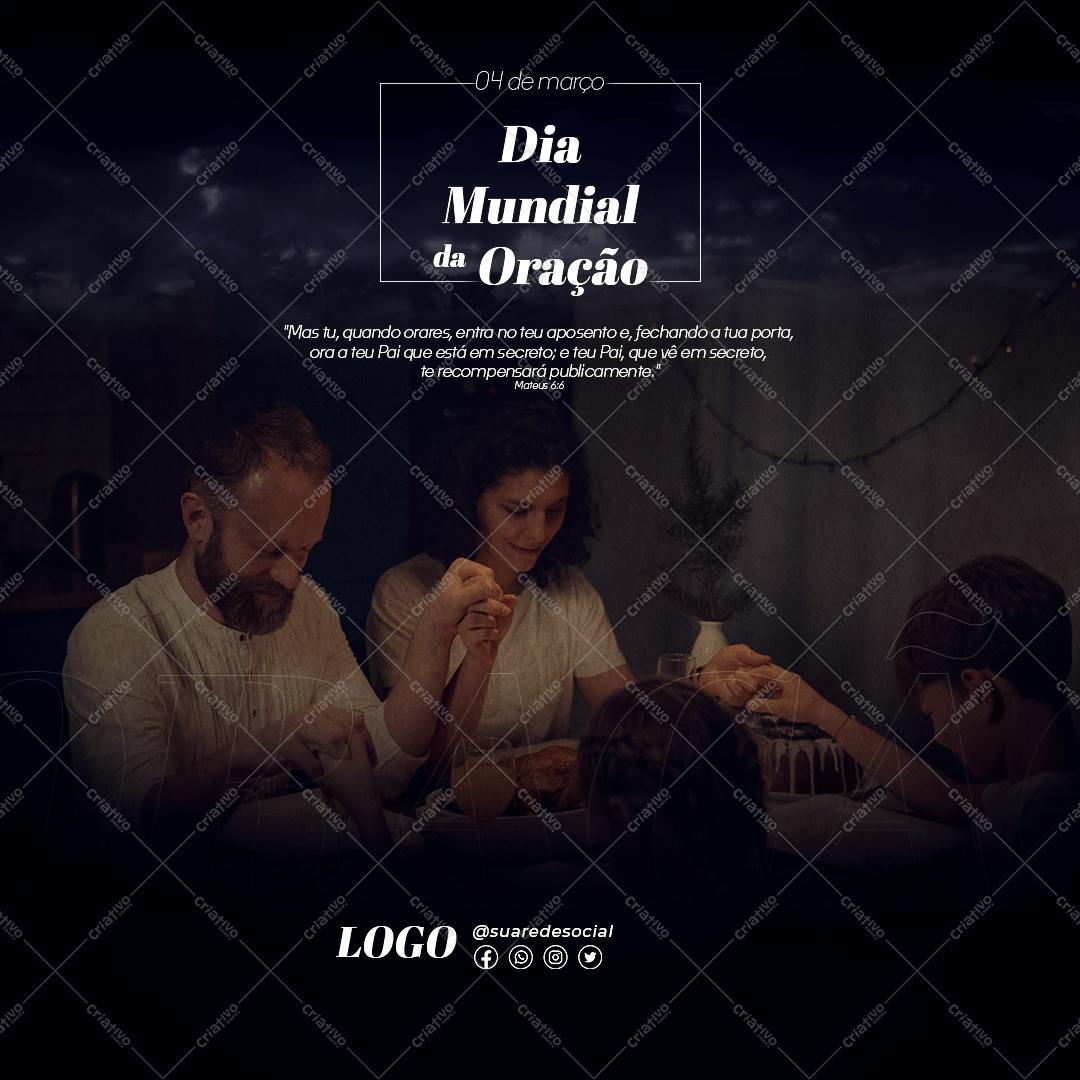 Post para Redes Sociais Dia Mundial da Oração PSD Editável