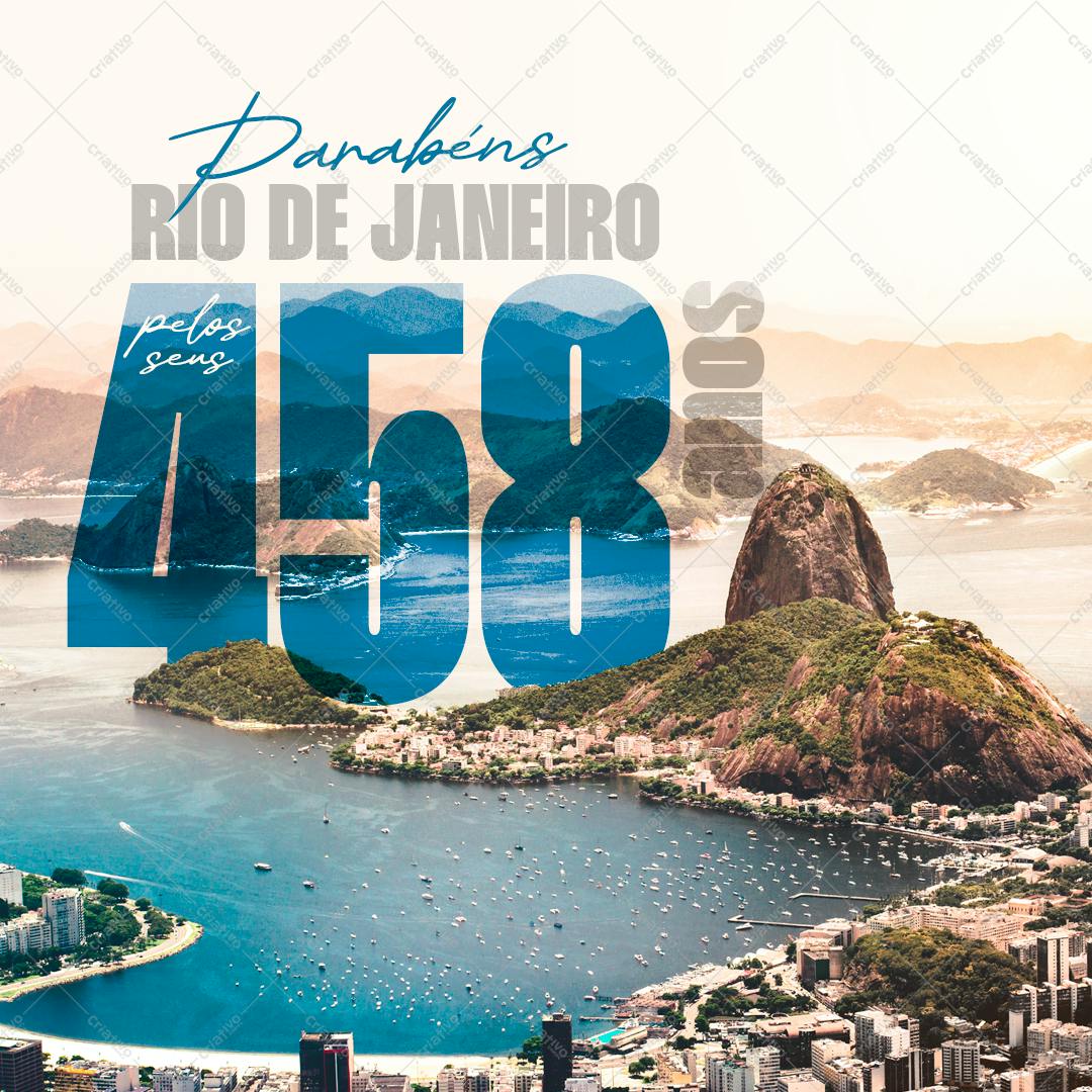 Post para Redes Sociais Aniversário Rio de Janeiro PSD Editável