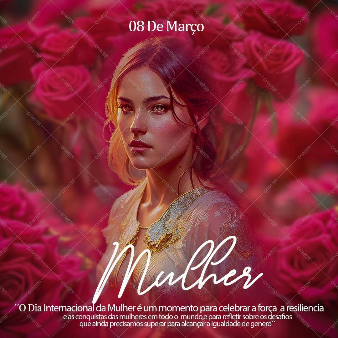 Post para o Dia Internacional da Mulher PSD Editável