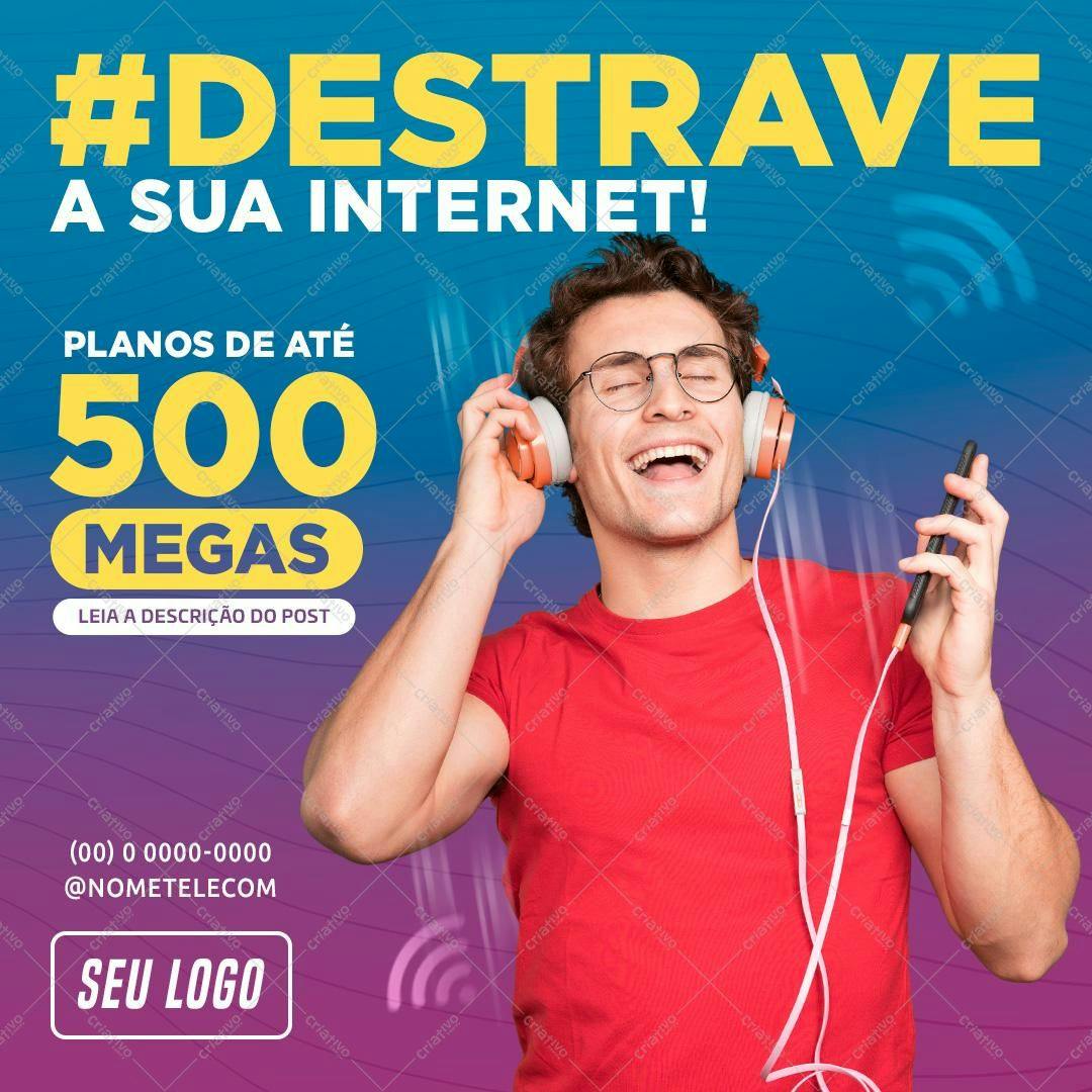 Post para Redes Sociais Promoção Internet PSD Editável
