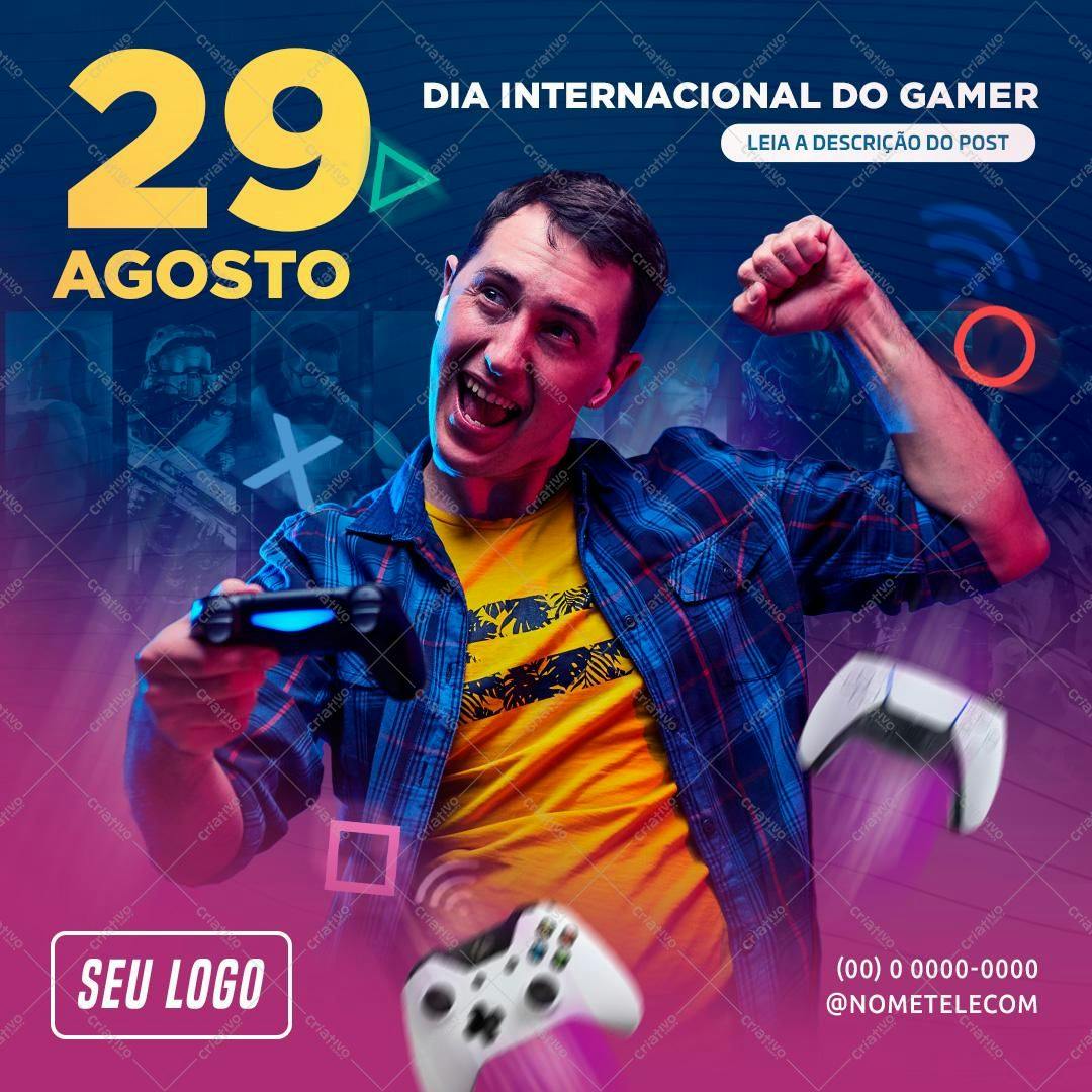 Post para Dia Internacional do Gamer PSD Editável