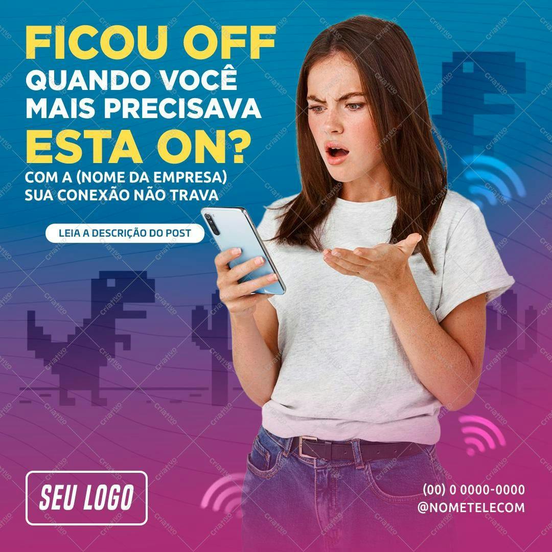 Post para Redes Sociais Internet Instável PSD Editável