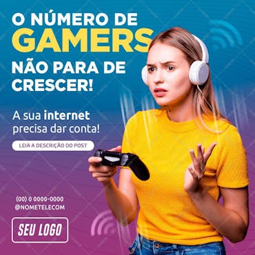 Provedor de Internet Turbo Fibra Social Media PSD Editável