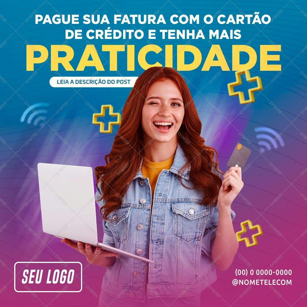 Post para Redes Sociais Pagamento de Faturas PSD Editável