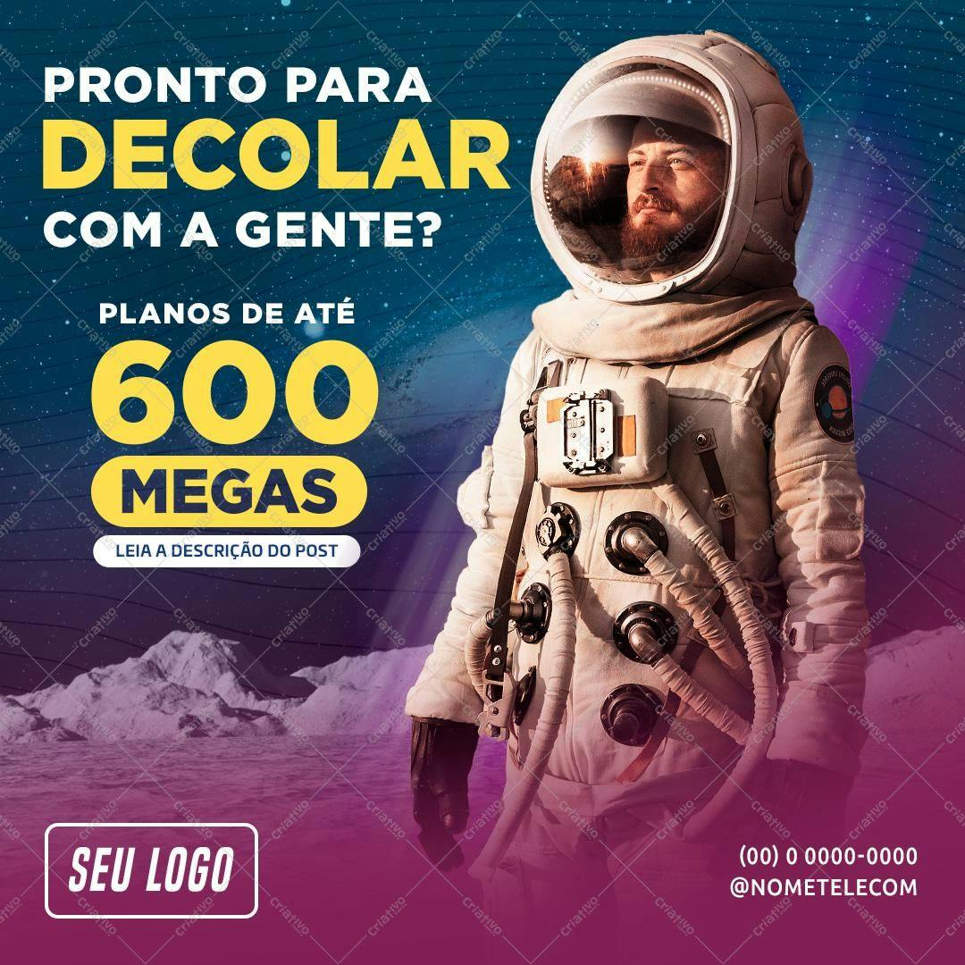 Template de Post para Redes Sociais - Astronauta PSD Editável