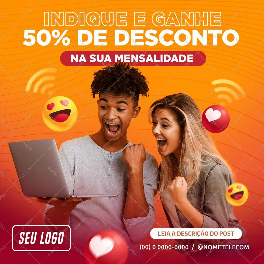 Banner Indique e Ganhe 50% PSD Editável