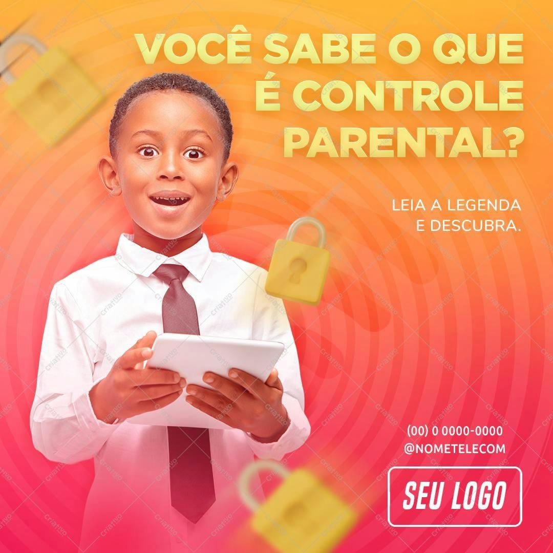 Post para Redes Sociais Controle Parental PSD Editável