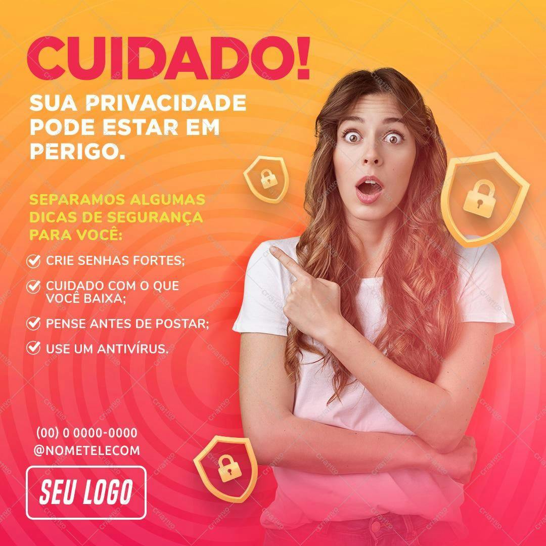 Post para Redes Sociais Segurança Online PSD Editável