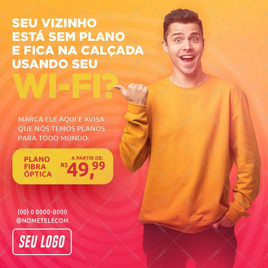 Post para Redes Sociais Anúncio de Plano de Internet PSD Editável