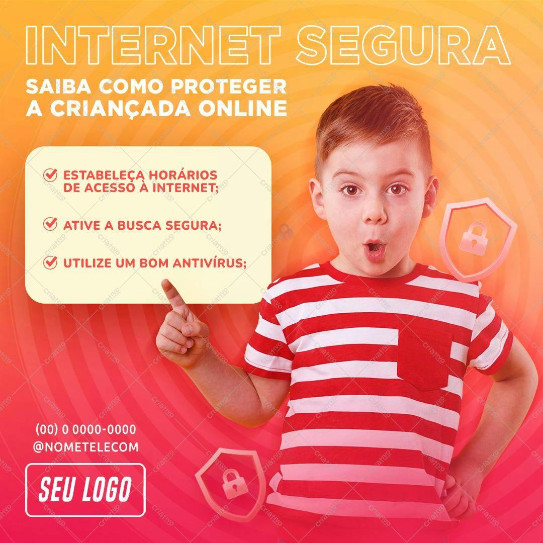 Post para Redes Sociais Segurança Infantil PSD Editável