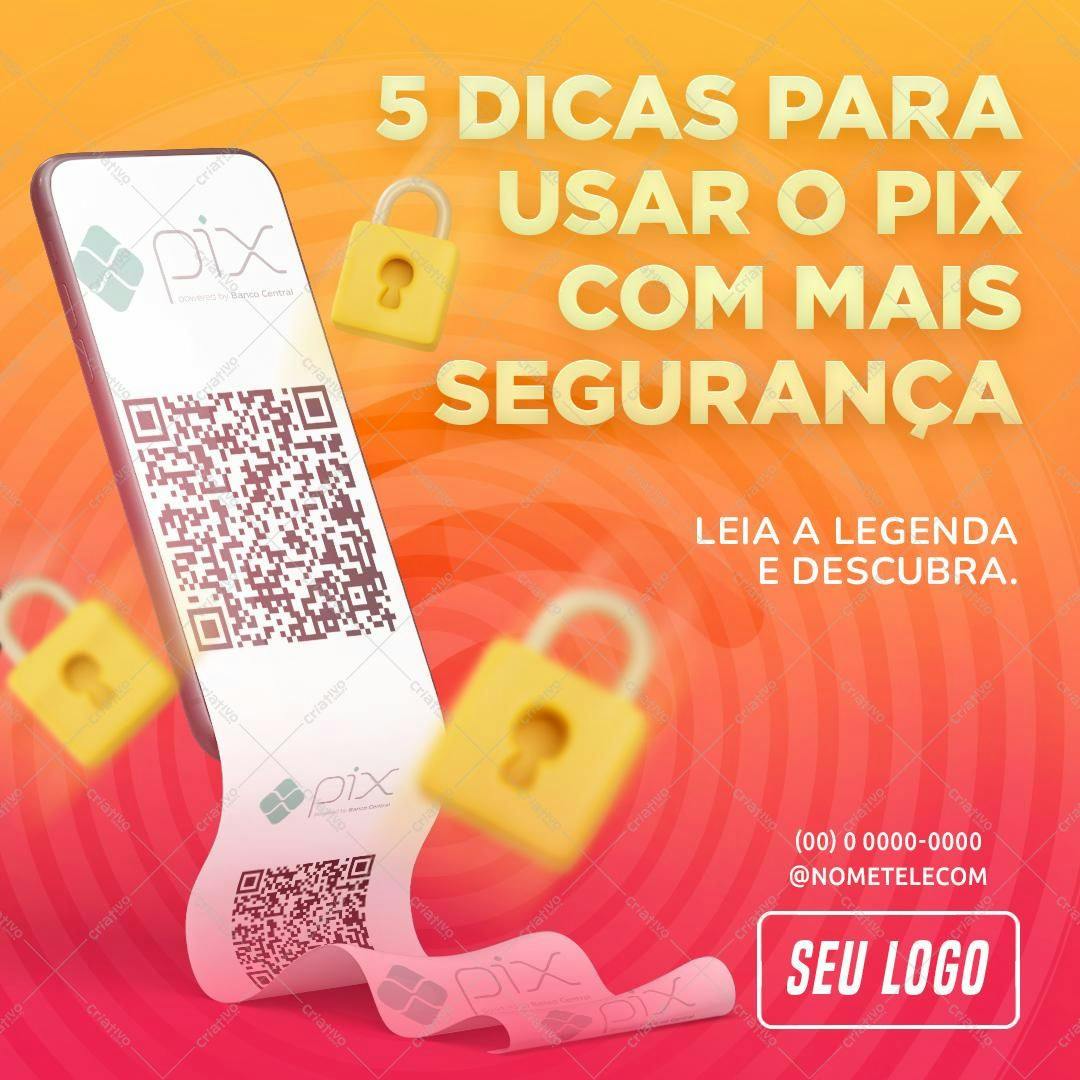 Post para Redes Sociais Segurança PIX PSD Editável