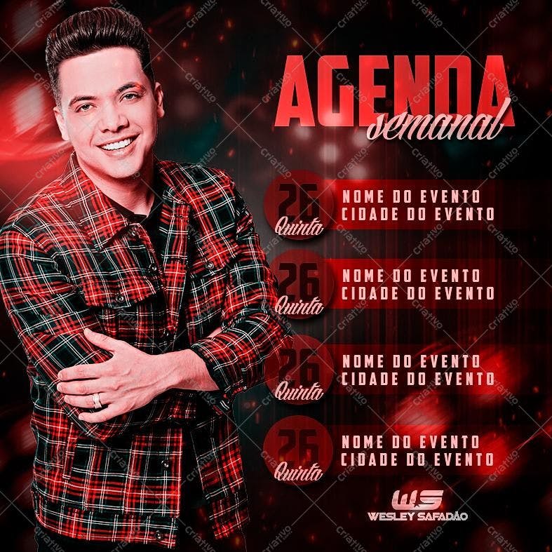 Agenda Semanal para Shows Wesley Safadão PSD Editável