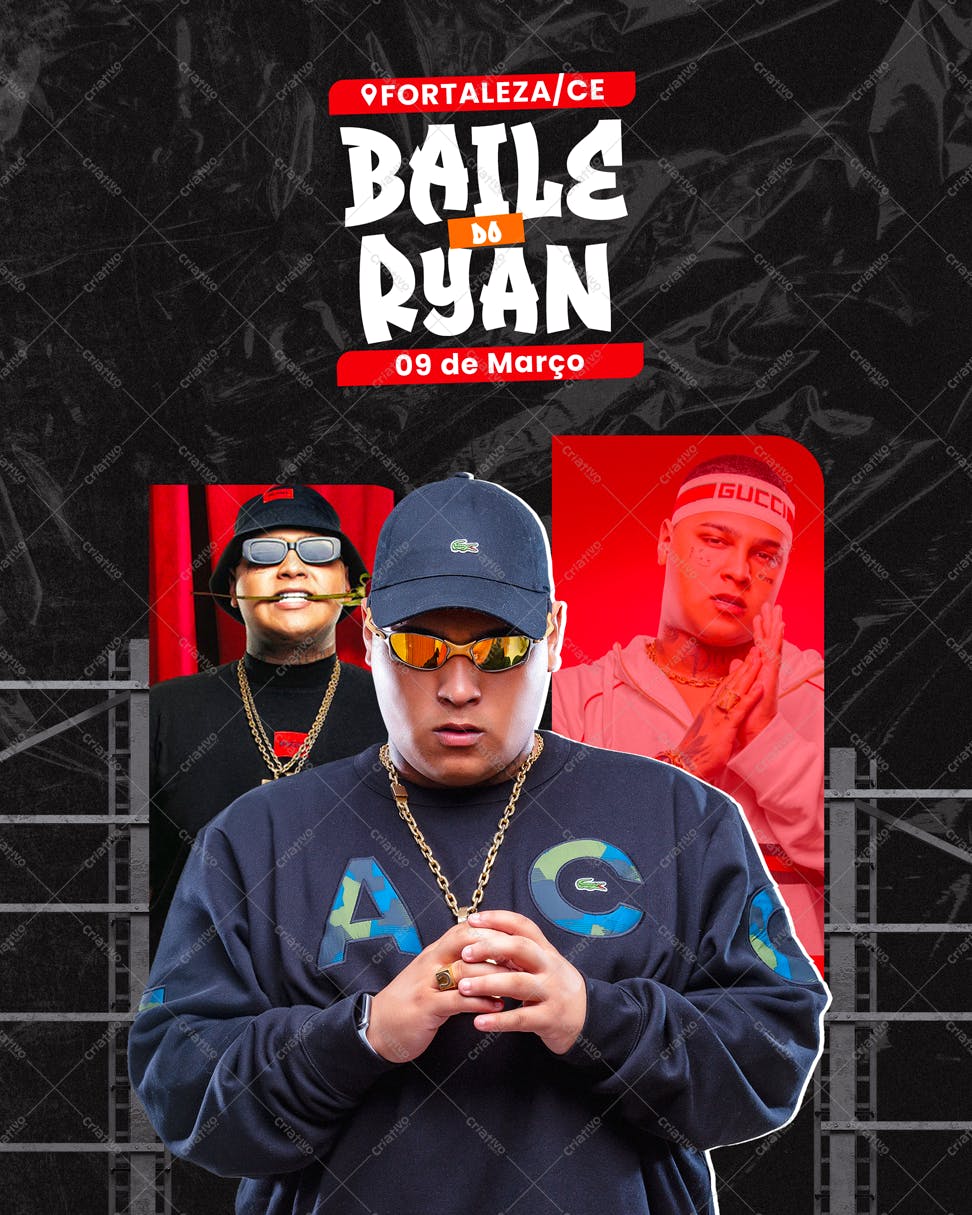 Flyer para Baile do Ryan Fortaleza PSD Editável