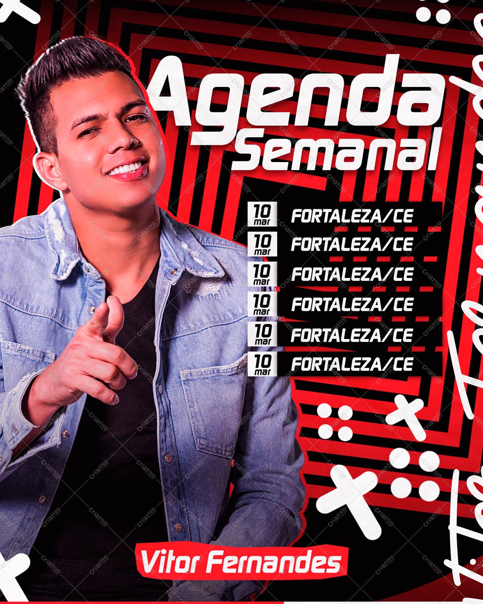 Template Agenda Semanal Cantor PSD Editável