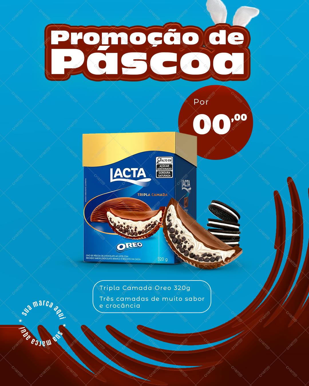 Flyer para Promoção de Páscoa com Chocolate Lacta PSD Editável