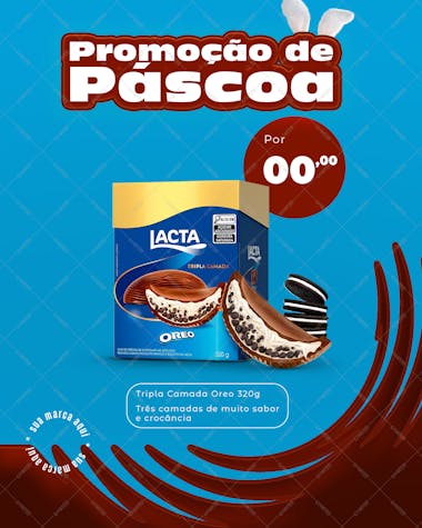 Promoção de páscoa lacta , arte editável, chocolate, psd