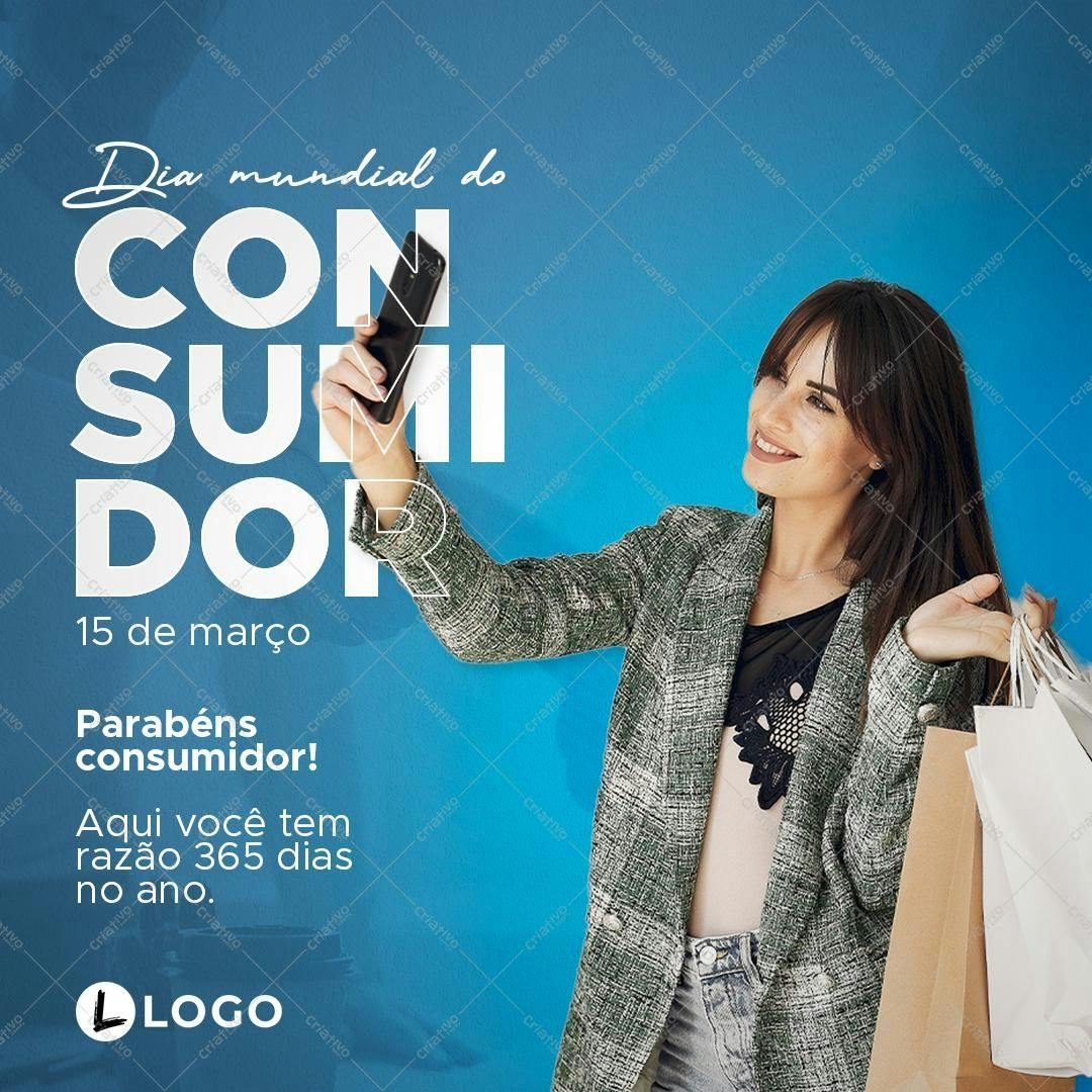 Post para Redes Sociais Dia Mundial do Consumidor PSD Editável