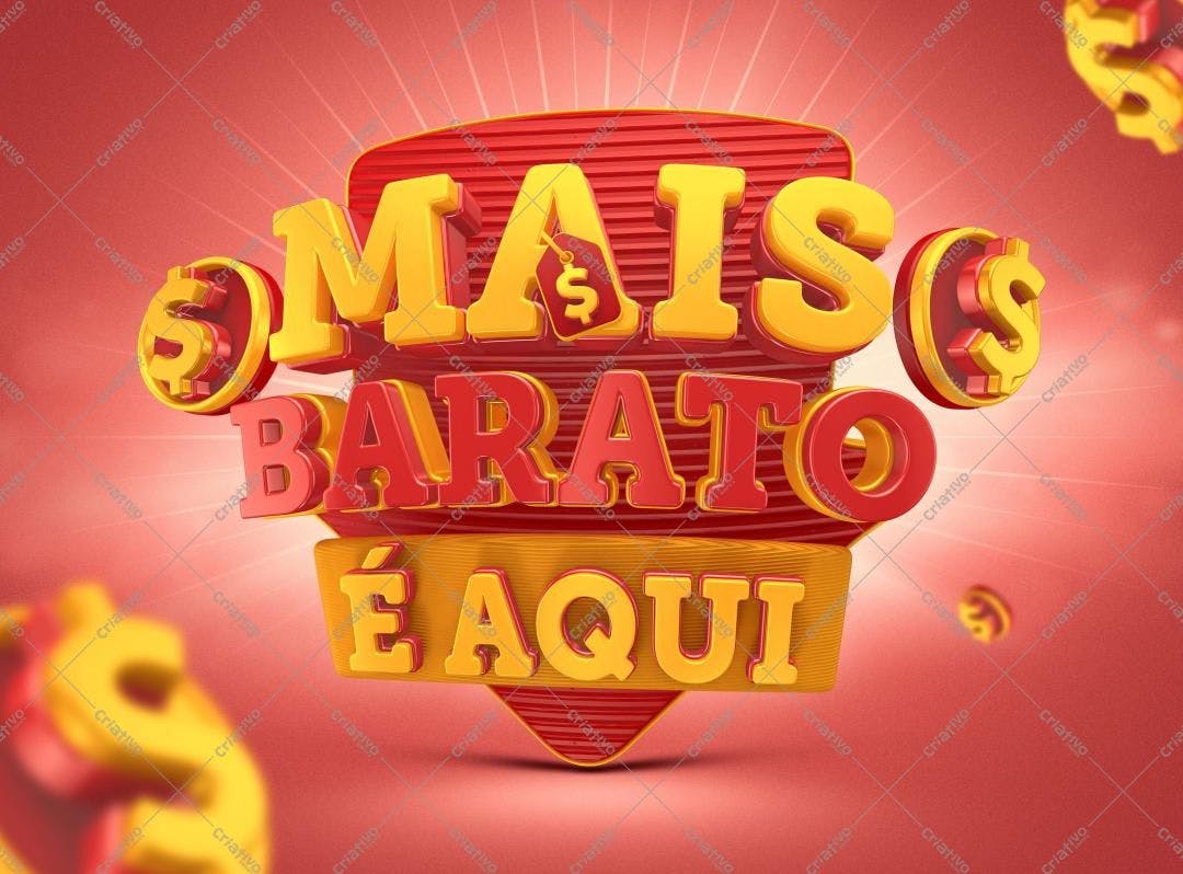Selo 3D promocional vermelho e amarelo
