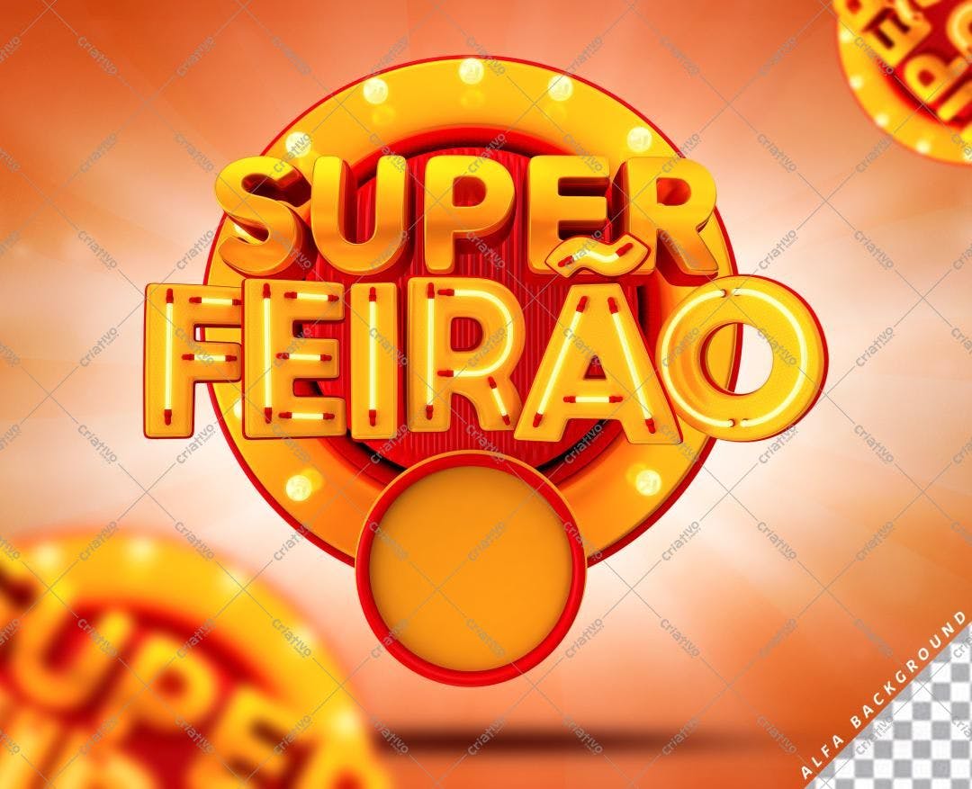 Selo 3D promocional estilo retrô laranja e vermelho