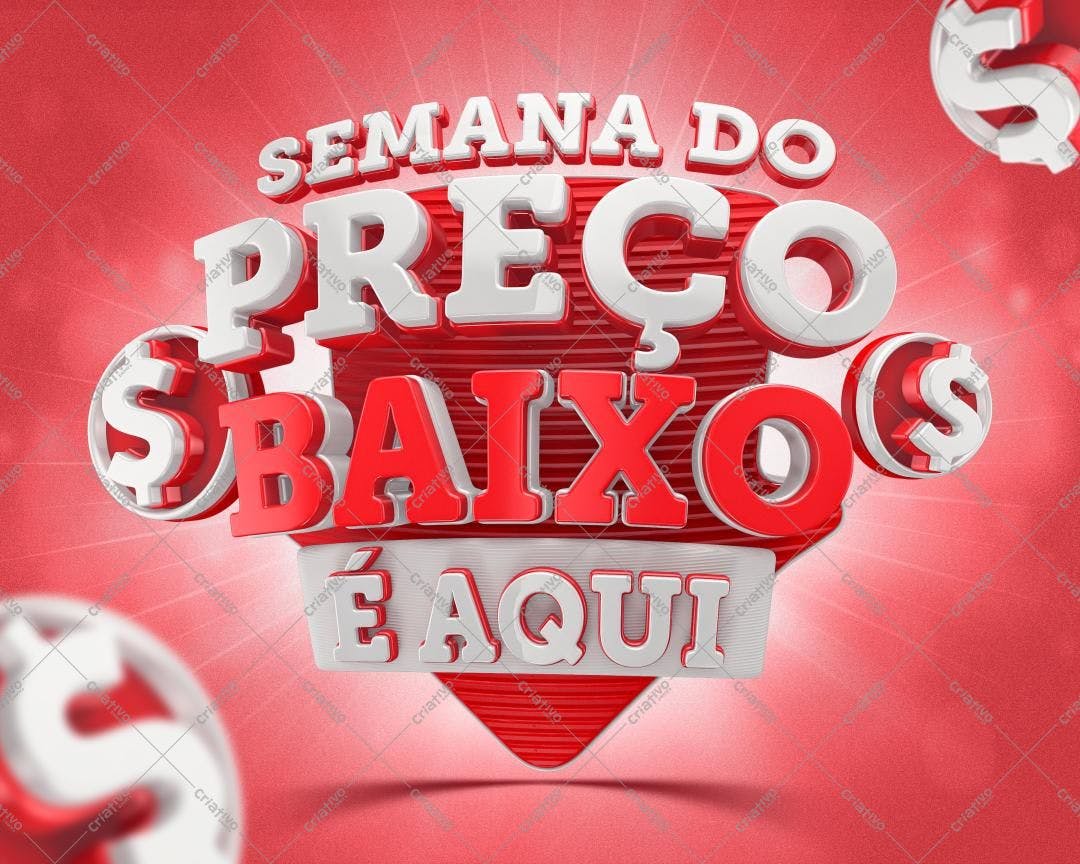 Selo 3D promocional vermelho e branco