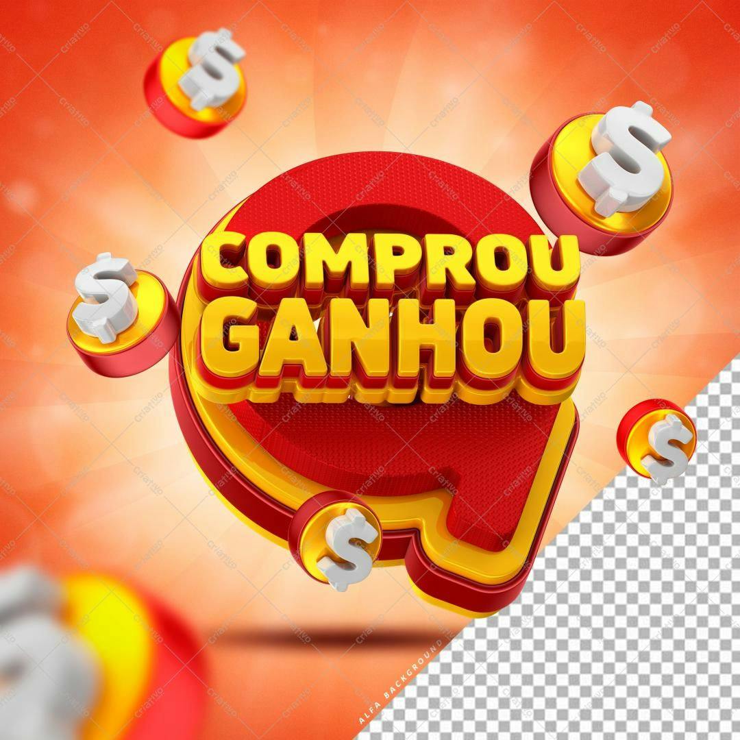 Selo 3D promocional vermelho e dourado em 3D