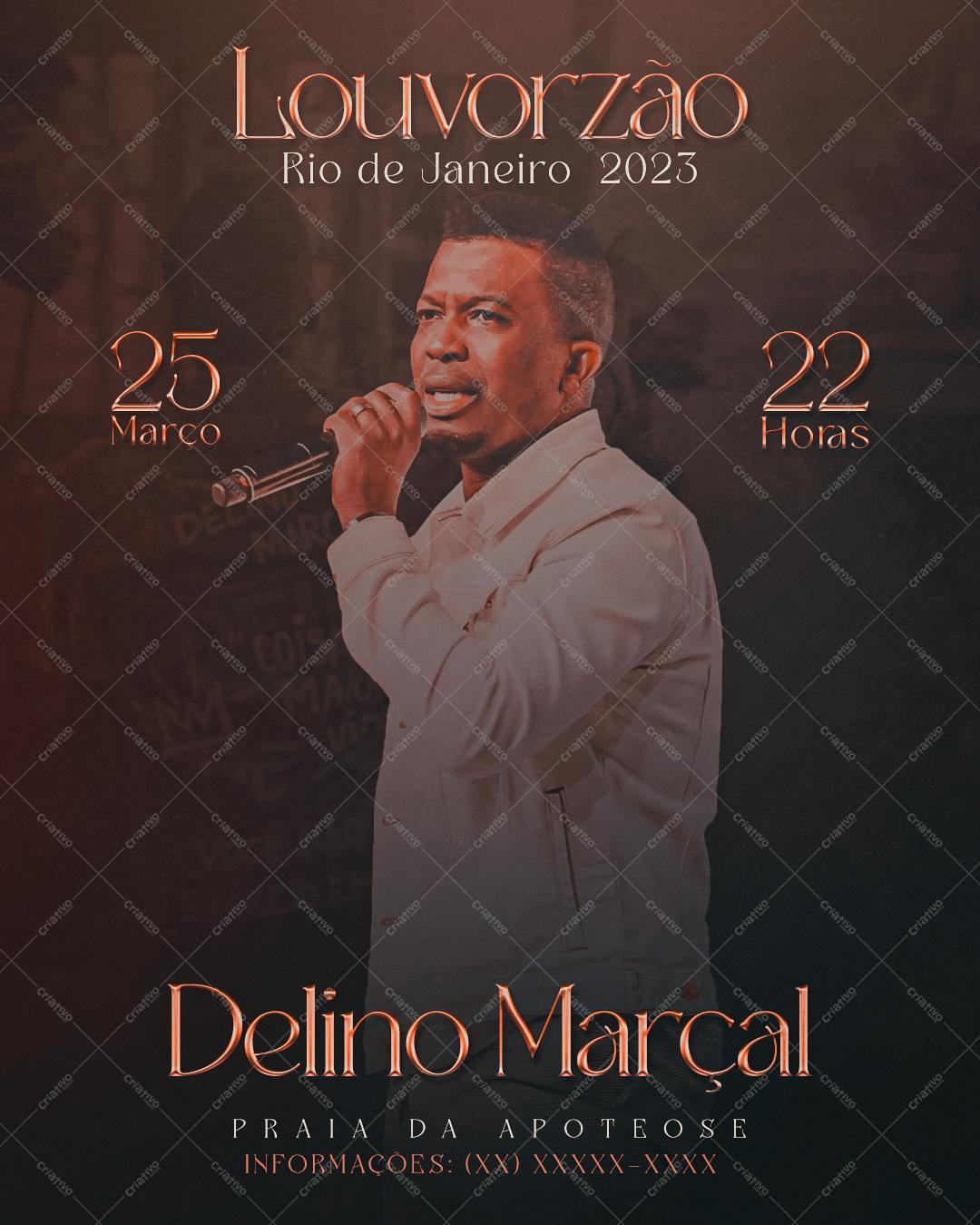 Flyer para Evento Gospel Delino Marcel PSD Editável