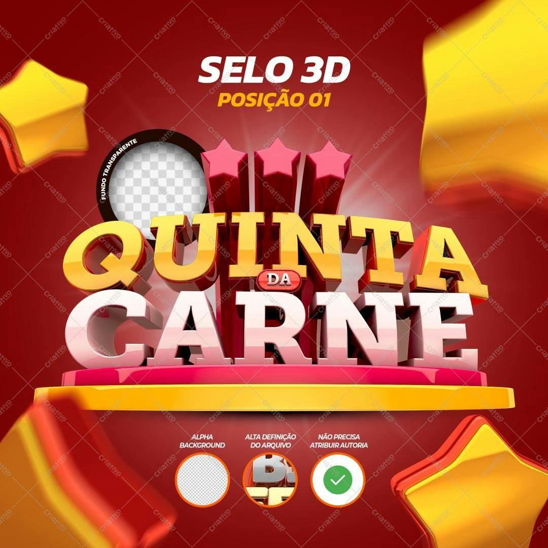 Selo 3D promocional vermelho e amarelo