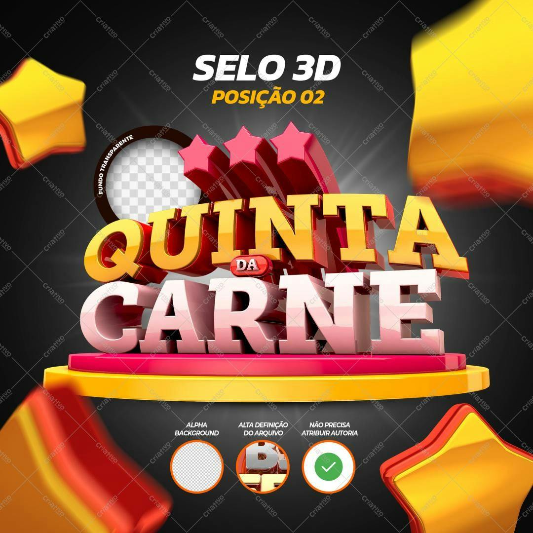 Selo 3D promocional evento vermelho e dourado