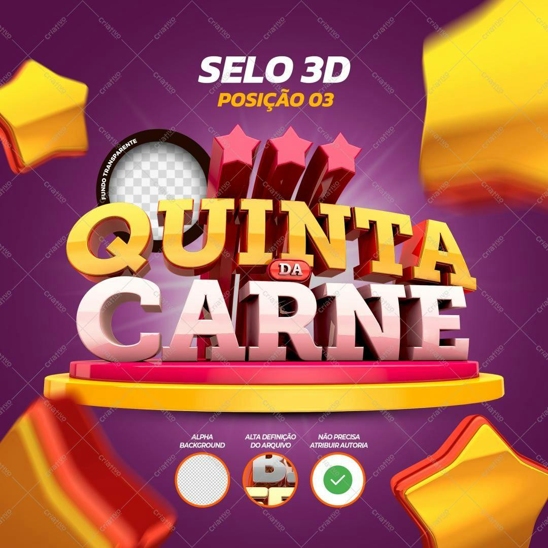 Selo 3D promocional evento dourado e vermelho