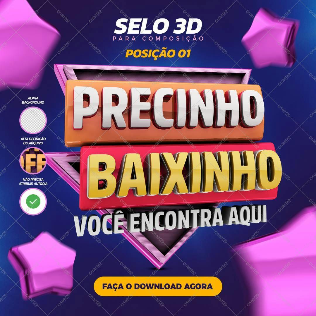 Selo 3D promocional colorido tridimensional