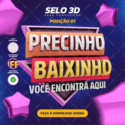 Selo 3D Precinho Baixinho_Posição 01